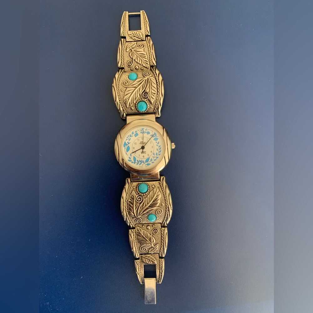 Turquoise and silver southwestern watch